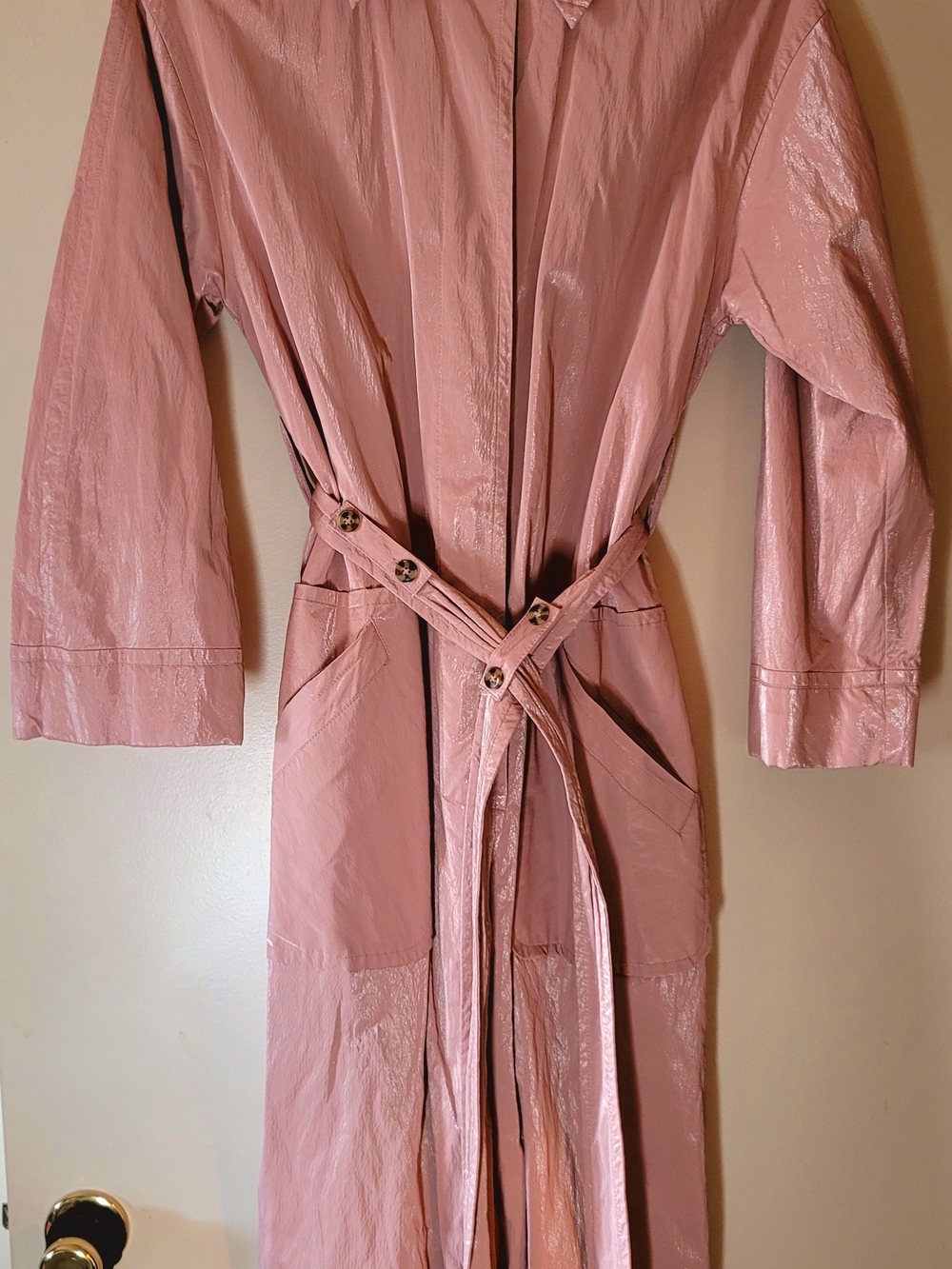 Topshop Pale Pink Shiny Trench Coat